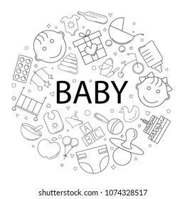 Vector baby pattern with word. Baby background