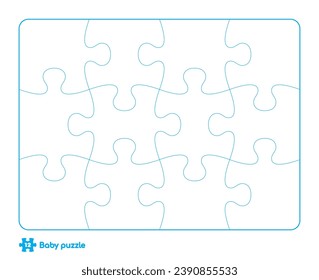 Vector baby puzzle template. 12 pieces. Isolated on white background