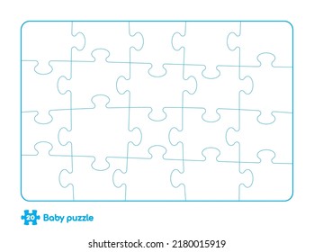 Vector baby puzzle template. 20 pieces. Isolated on white background