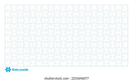 Vector baby puzzle template. 200 pieces. Isolated on white background