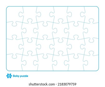 Vector baby puzzle template. 24 pieces. Isolated on white background