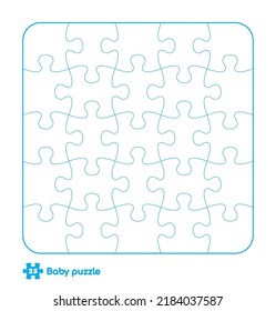 Plantilla de rompecabezas para bebés vectores. 25 piezas. Aislado sobre fondo blanco