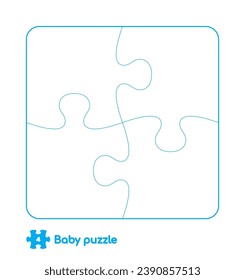 Vector baby puzzle template. 4 pieces. Isolated on white background