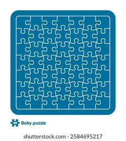 Vector baby puzzle template. 49 pieces. Isolated on white background