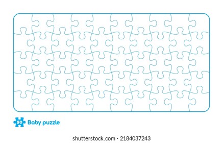 Vector baby puzzle template. 50 pieces. Isolated on white background