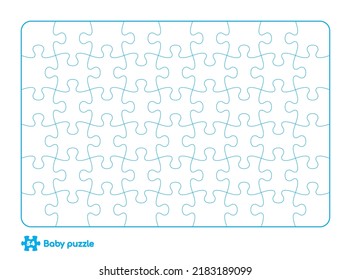 Vector baby puzzle template. 54 pieces. Isolated on white background