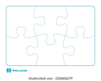 Puzzle 6 piece outline. Clipart image isolated on white background
