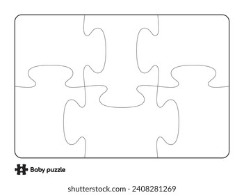 Vector baby puzzle template. 6 pieces. Isolated on white background