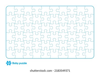 Vector baby puzzle template. 60 pieces. Isolated on white background