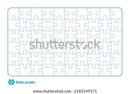Vector baby puzzle template. 60 pieces. Isolated on white background