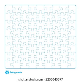 Vector baby puzzle template. 72 pieces. Isolated on white background