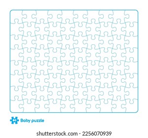 Vector baby puzzle template. 80 pieces. Isolated on white background