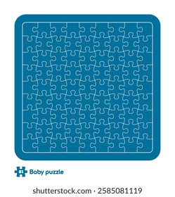 Vector baby puzzle template. 81 pieces 9x9. Isolated on white background