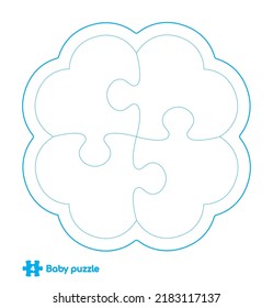 Vector baby puzzle template - Cloverleaf. 4 pieces. Isolated on white background