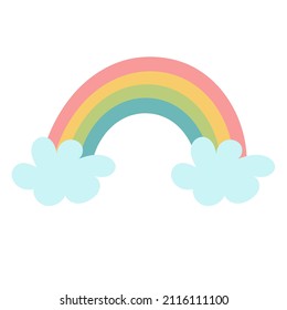 Vector baby rainbow illustration. Hand drawn nursery modern rainbow. Cute design for baby shower, kids clothes print, card.