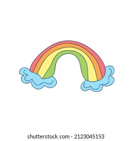 Vektorbaby Regenbogen-Illustration. Handgezeichneter, moderner Regenbogen. Die Zimmer sind sehr sauber und sauber.