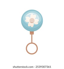 Chocante de bebê vetor em cor. Cor azul, com uma impressão de flor. Para design infantil. Em estilo cartoon. Imagem isolada de estoque no plano de fundo branco.
