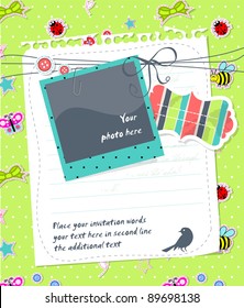 Vector Baby Scrapbook Card With Photo Frame And Text