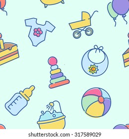 Vector baby seamless pattern for web design or print, good for baby shower and web store background