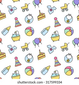 Vector baby seamless pattern for web design or print, good for baby shower and web store background