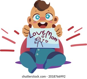 vector baby show drawing for gift to mom in mother day