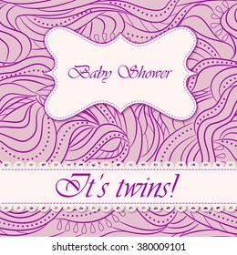 Vector baby shower with abstract waves twins