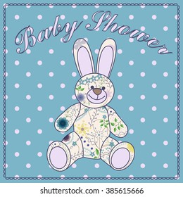 Vector baby shower with bunny toy