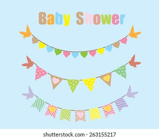 vector baby shower bunting with birds