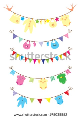 Vector Baby Shower Card Bunting Baby Stock Vector Royalty Free