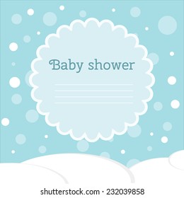 vector Baby shower card. Winter baby card. Arrival card with place for your text.