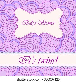 Vector baby shower circle background twins