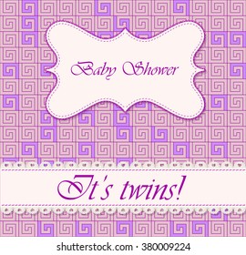 Vector baby shower greek background twins
