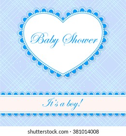 Vector baby shower with heart banner boy
