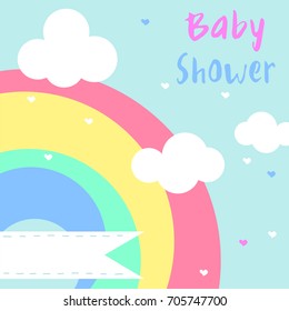 vector baby shower invitation card with rainbow