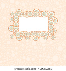 vector baby shower invitation with frame and buttons, happy birthday card