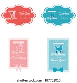 Vector Baby Shower Template Cards Illustration Editable
