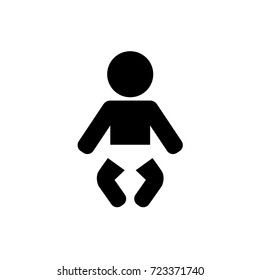 Vector baby silhouette. Infant wearing a diaper. Diaper change icon. Kid, Child, Baby, Boy, Girl. Washroom.