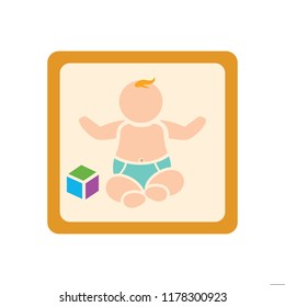 vector baby sitting illustration, cute baby - little kid, vector child