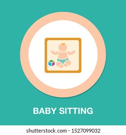 Vector Baby Sitting Illustration, Cute Baby - Little Kid, Vector Child