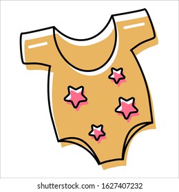 VECTOR. Baby sleeveless bodysuits in two color variations with sample print design icon