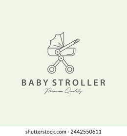 vector baby stroller line art minimalist illustration design icon