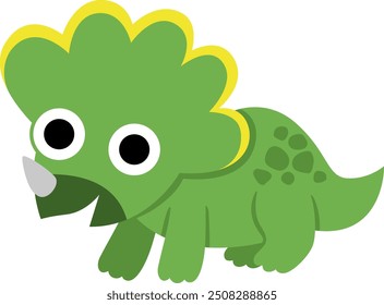 Vector baby triceratops icon. Cute little dinosaur illustration for kids. Funny dino kid clipart for children isolated on white background. Cartoon prehistoric animal picture
