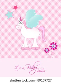 Vector baby unicorn card pink scheme