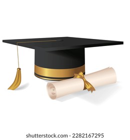vector bachelor hat with diploma