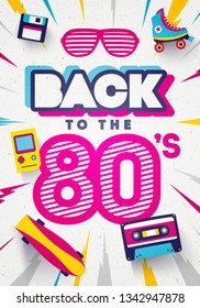 Vector Back to the 80's Colorful Retro Background. Eighties Graphic Poster And Banner Template.