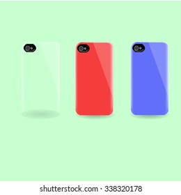 Vector back cover smartphone Three template. Transparent panel.