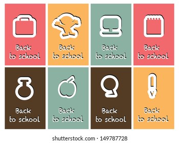 Vector Back to School  banners or retro stickers set