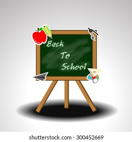 Vector : Back to school with blackboard and stationery background