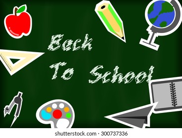 Vector : Back to school with blackground and stationery background