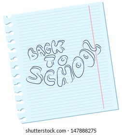 Vector Back to school inscription on a sheet of paper